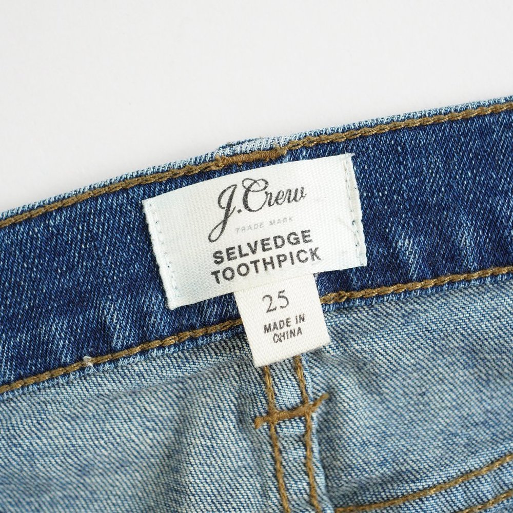 J. Crew Selvedge Toothpick Stretch Denim Skinny Jeans Womens Size 25 Dark Wash - Picture 5 of 13